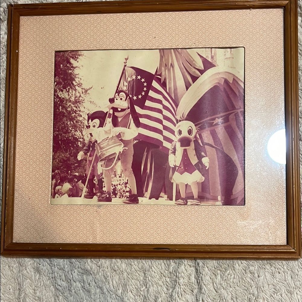 Vintage Framed Sepia-Toned disney Parade Photograph